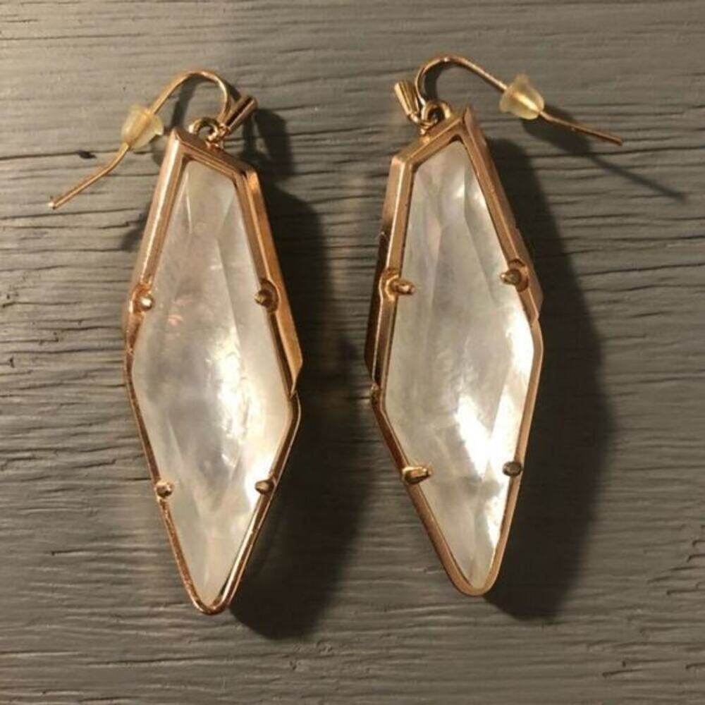 Kendra Scott Bexley Rose Gold Mother of Pearl Drop Earrings White Hexagon